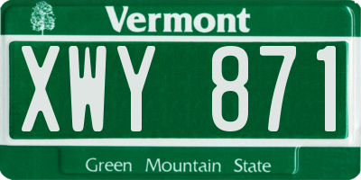 VT license plate XWY871