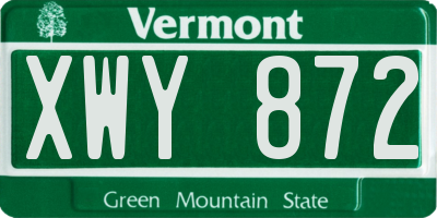 VT license plate XWY872