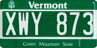 VT license plate XWY873