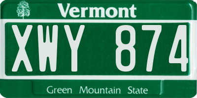 VT license plate XWY874
