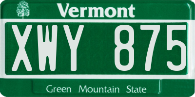 VT license plate XWY875