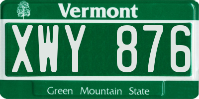 VT license plate XWY876