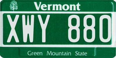 VT license plate XWY880