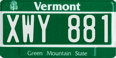 VT license plate XWY881