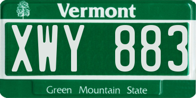 VT license plate XWY883