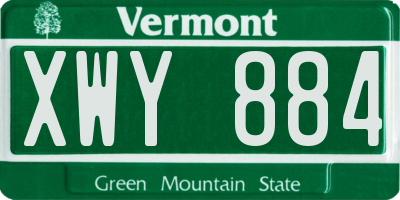 VT license plate XWY884