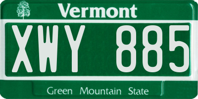 VT license plate XWY885