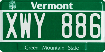 VT license plate XWY886