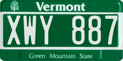 VT license plate XWY887