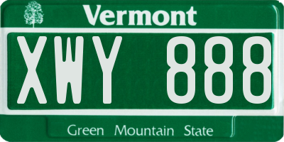 VT license plate XWY888