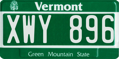VT license plate XWY896