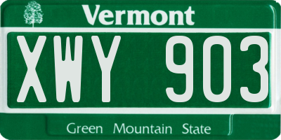 VT license plate XWY903