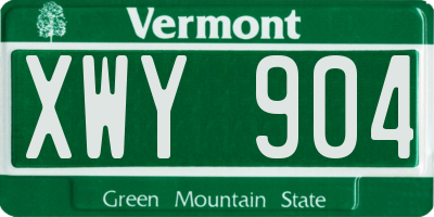 VT license plate XWY904