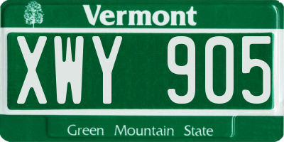 VT license plate XWY905