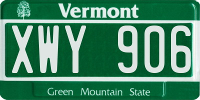 VT license plate XWY906