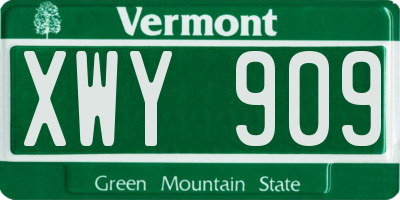 VT license plate XWY909