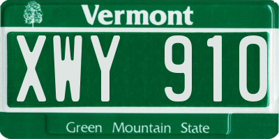 VT license plate XWY910