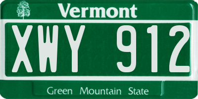 VT license plate XWY912