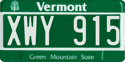 VT license plate XWY915