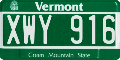 VT license plate XWY916