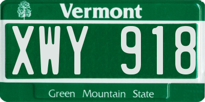 VT license plate XWY918