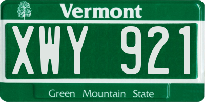 VT license plate XWY921