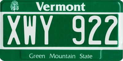 VT license plate XWY922