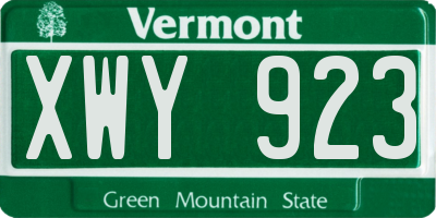 VT license plate XWY923