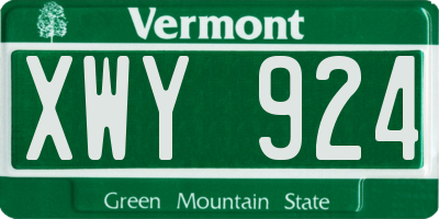 VT license plate XWY924