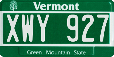 VT license plate XWY927