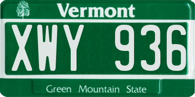 VT license plate XWY936