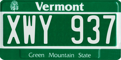 VT license plate XWY937