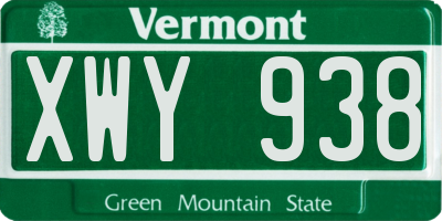VT license plate XWY938