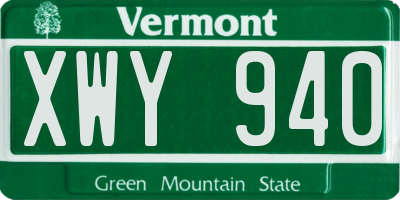 VT license plate XWY940