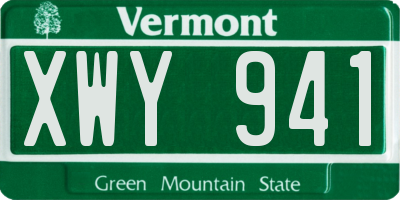 VT license plate XWY941