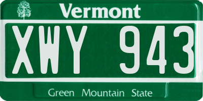 VT license plate XWY943