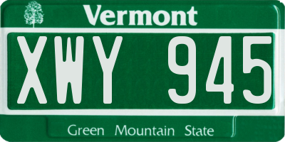 VT license plate XWY945