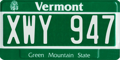 VT license plate XWY947