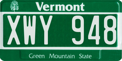 VT license plate XWY948