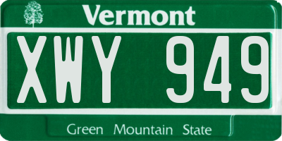VT license plate XWY949