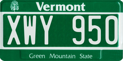 VT license plate XWY950