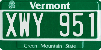 VT license plate XWY951