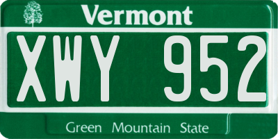 VT license plate XWY952
