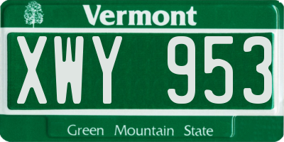 VT license plate XWY953