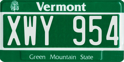 VT license plate XWY954