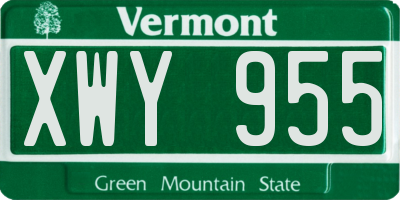 VT license plate XWY955