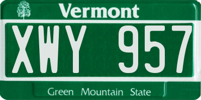 VT license plate XWY957