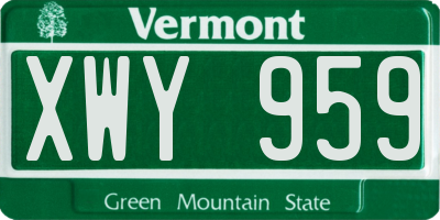 VT license plate XWY959