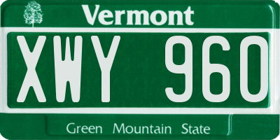 VT license plate XWY960