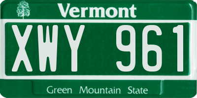 VT license plate XWY961